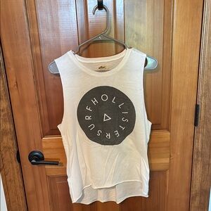 Hollister White Muscle Tee with Black Logo